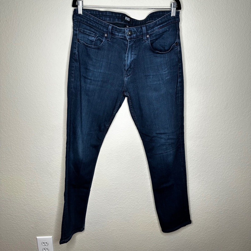 PAIGE Federal Slim Straight Leg Jeans Mens 33 Dark Indigo Wash Made in USA